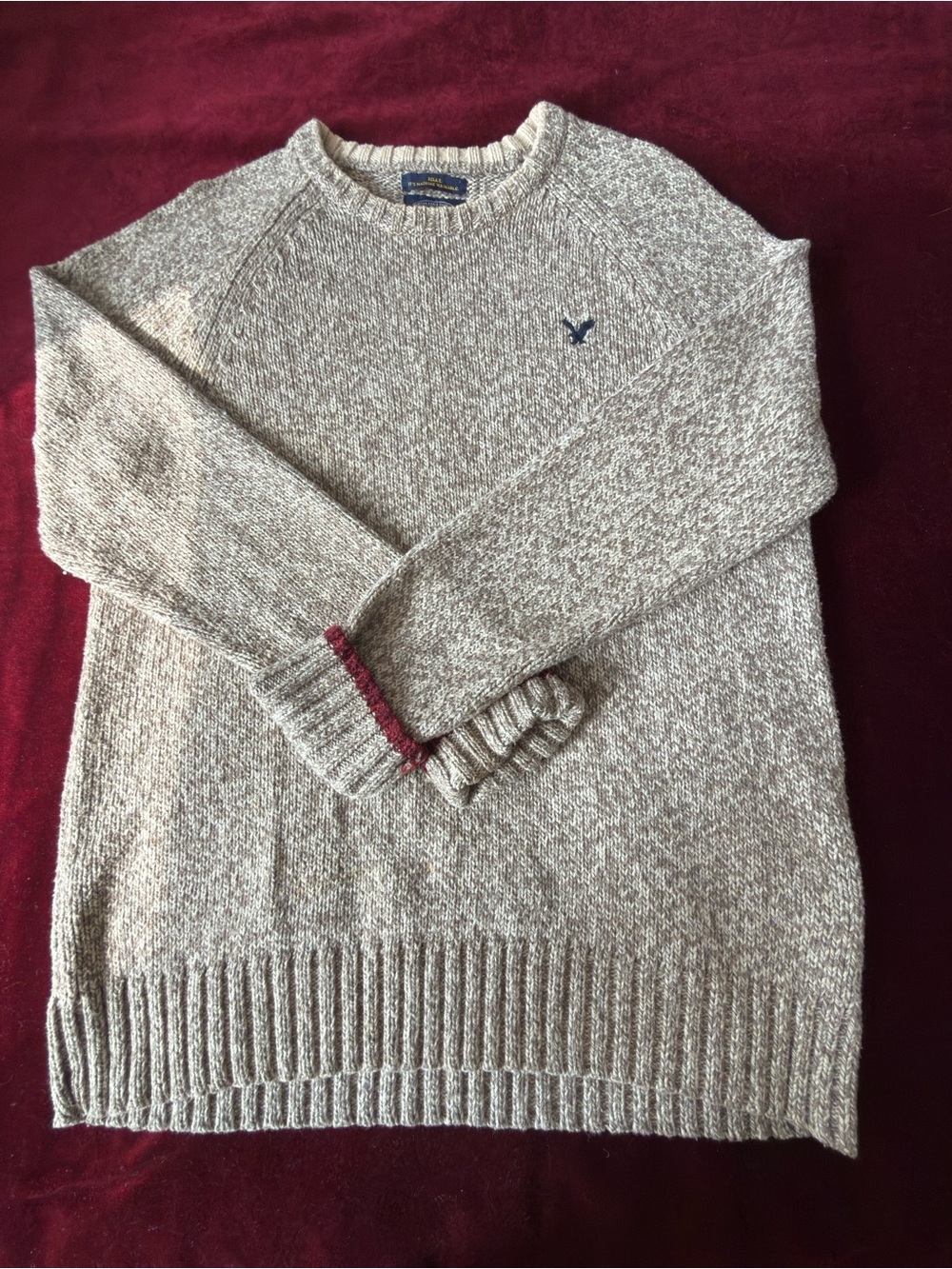 Hollister Men's Heathered Cream Crewneck Sweater Sz L